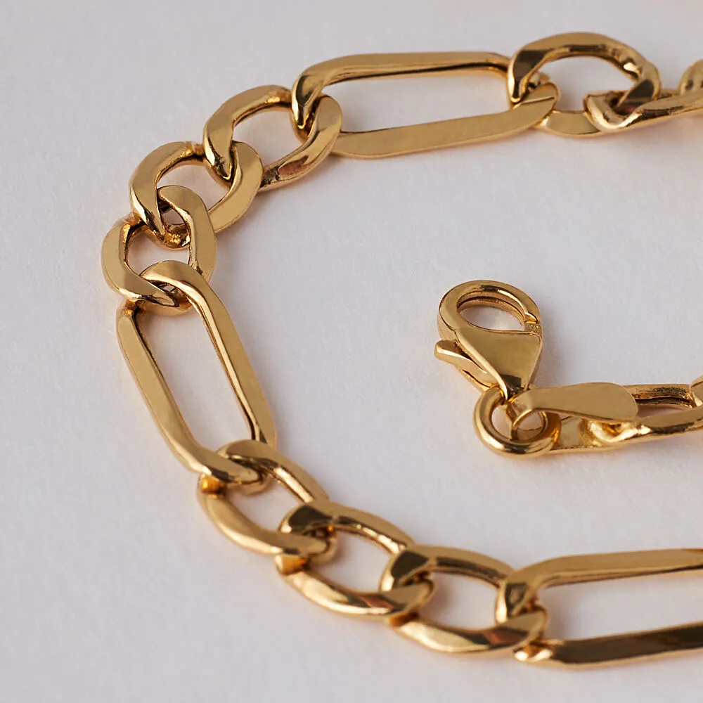 Bracciale Catena L'homme Or Oro Giallo 375/1000 Maglia Alternata 1/3 21 cm 1425074