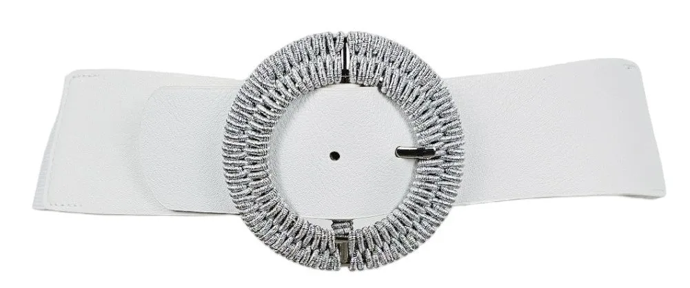 Cintura elastica bianca fibbia satinata