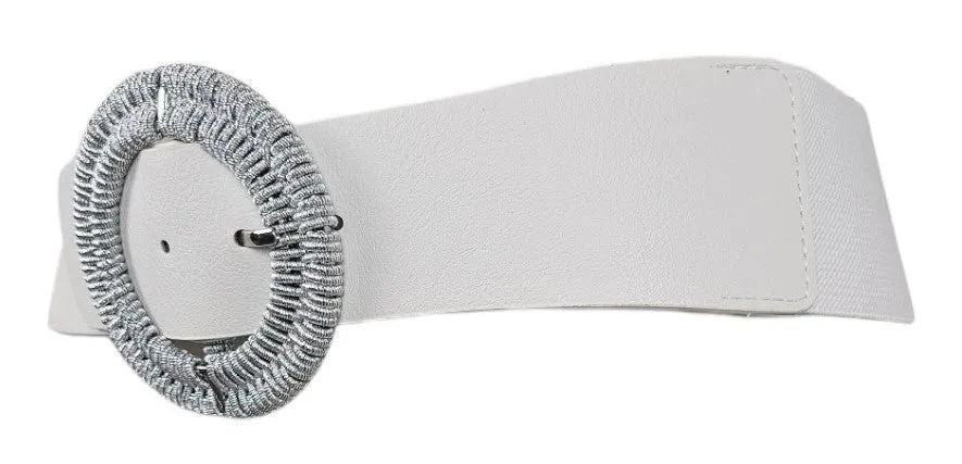 Cintura elastica bianca fibbia satinata