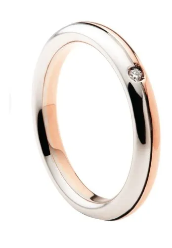 Fede Matrimoniale  POLELLO oro bianco e rosa con diamanti Ref. E 2608DBR