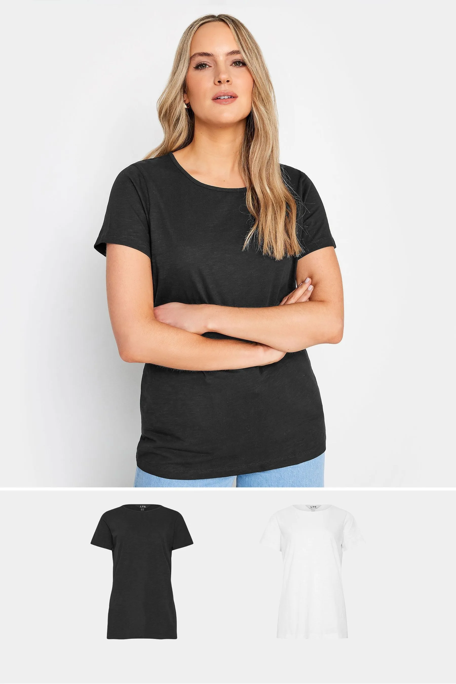 Long Tall Sally 100% Cotton Stripe Short Sleeve T-Shirts 2 Pack    
