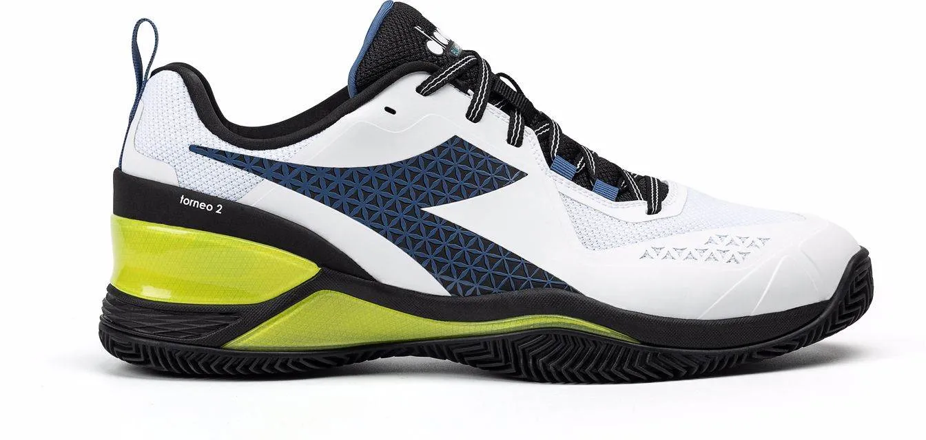 SCARPA DA TENNIS DA UOMO DIADORA TORNEO 2 CLAY WHITE/DEJA VU BLUE/BLACK - 101.179504 D0620