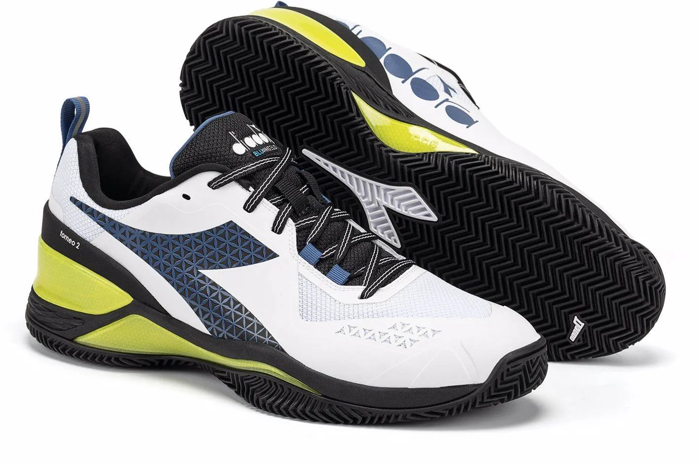SCARPA DA TENNIS DA UOMO DIADORA TORNEO 2 CLAY WHITE/DEJA VU BLUE/BLACK - 101.179504 D0620